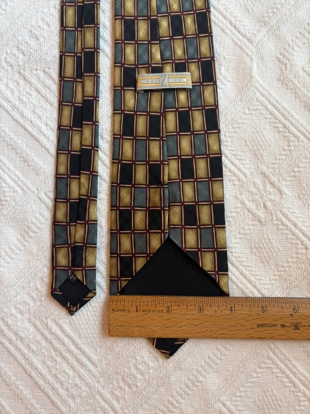 Vintage Z Inc Geometric Square Silk Blend Tie
